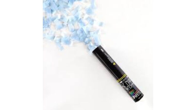 11″ Baby Blue Tissue Confetti Single Use Cannon | Rental