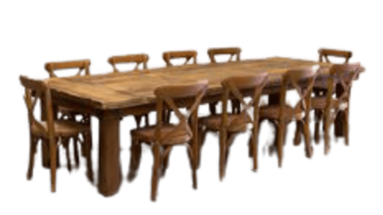 Package – Kids Rectangle Honey Brown Farm Table Package | Rental