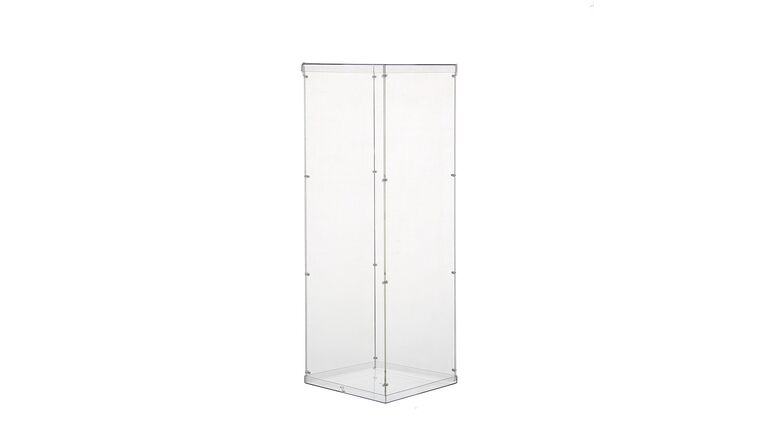 32″ Floor Standing Clear Acrylic Pedestal Risers – Transparent Acrylic Display Boxes with Interchangeable Lid and Base | Rental