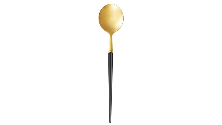Modern Gold & Black Mirrored Table Spoon | Rental Modern Gold & Black Mirrored Table Spoon | Rental