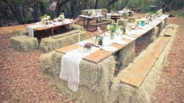 12′ Wooden Hay Bail Bench | Rental