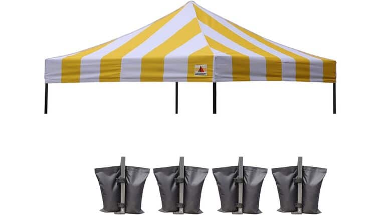 10′ x 10′ Commercial Pop Up Tent – Yellow Stripe | Rental