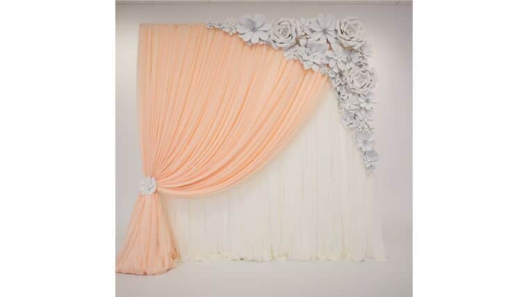 Drapery – Package – 12′ H x 10′ W Ceremony Flower Backdrop | Rental Drapery – Package – 12′ H x 10′ W Ceremony Flower Backdrop | Rental