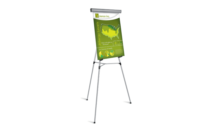 Presentation Easel, 35-1/2″-65″H, Silver With Chart Holder | Rental