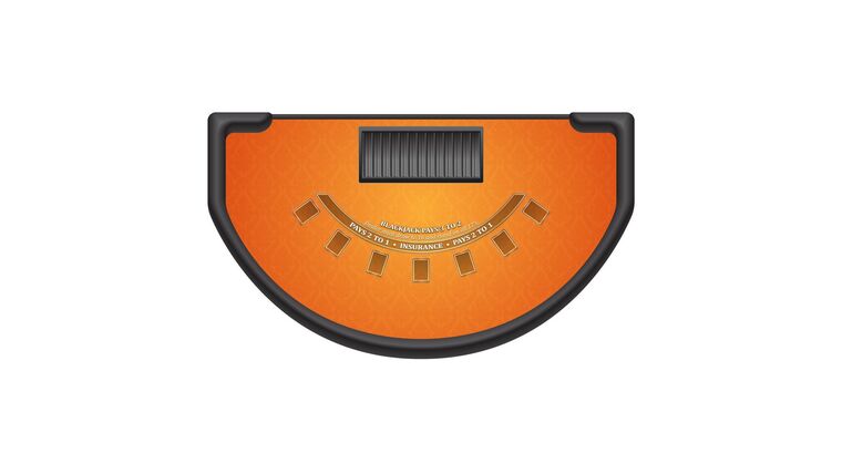 Blackjack – 6′ Casino Game Table Kit – Orange | Rental