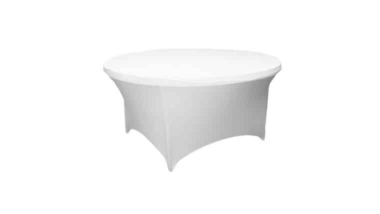 Spandex | White | 48″ Round Tablecloth | Rental
