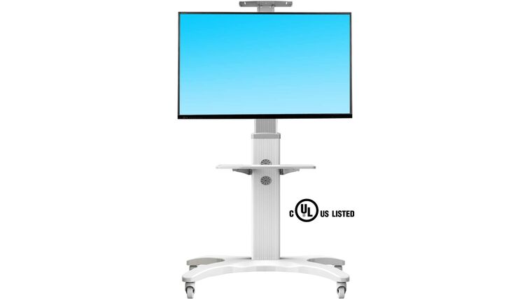 NB North Bayou White Mobile TV Cart TV Stand with Wheels Mount for 32-65 Inch LCD LED OLED Plasma Flat Panel Screens Aluminum | Rental