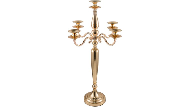 Gold Candelabra Candle Holder for Wedding Centerpiece, 5 Arm Candelabra for Dining Table, Birthday Party, Christmas, Home Decor (28 Inch Tall) | Rental