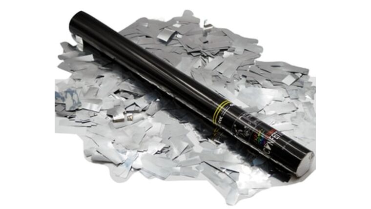 22″ Silver Metallic Confetti Single Use Cannon Kit | Purchase | Rental 22″ Silver Metallic Confetti Single Use Cannon Kit | Purchase | Rental