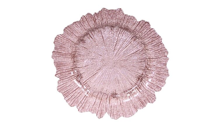 Reef Flora Glass Charger Plate – Blush Pink | Rental