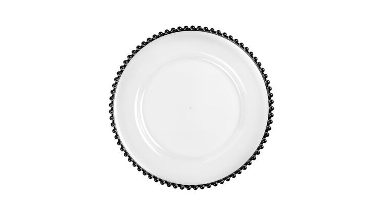 Beaded Acrylic Round Charger Plate – Clear/Black | Rental