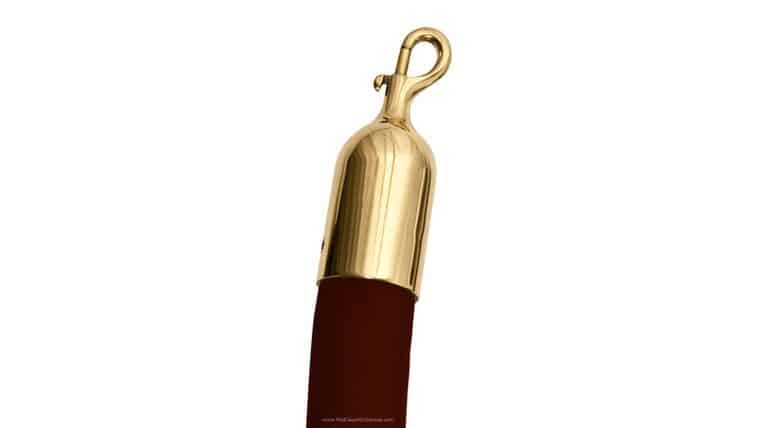 10′ Naugahyde Stanchion Rope w/Polished Brass Ends – Brown | Rental 10′ Naugahyde Stanchion Rope w/Polished Brass Ends – Brown | Rental