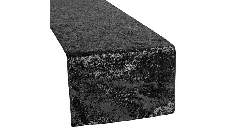Glitz Sequin Table Runner – Black | Rental