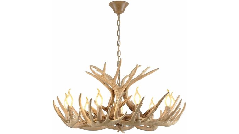 Rustic Antler Chandelier , Resin Antler Light Fixtures , 9 Light E12 Base , X-Large Deer Horn Pendant Light for Home Bar Coffee Store (9 lampholder arms+ 3 arms) | Rental Rustic Antler Chandelier , Resin Antler Light Fixtures , 9 Light E12 Base , X-Large Deer Horn Pendant Light for Home Bar Coffee Store (9 lampholder arms+ 3 arms) | Rental