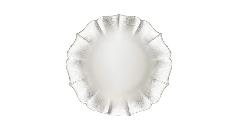 Pearl with Silver Glass Charger Plate | Rental