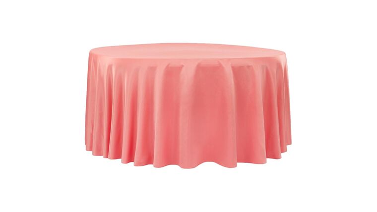 Lamour Satin 120″ Round Tablecloth – Coral | Rental