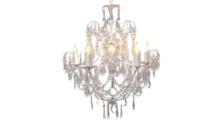 White Wrought Iron Crystal Chandelier Lighting H27″ X W21″ – J10-White/C/26025/5 × 3 | Rental White Wrought Iron Crystal Chandelier Lighting H27″ X W21″ – J10-White/C/26025/5 × 3 | Rental