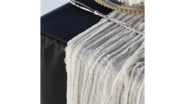 Cheesecloth Table Runner – Light Silver | Rental