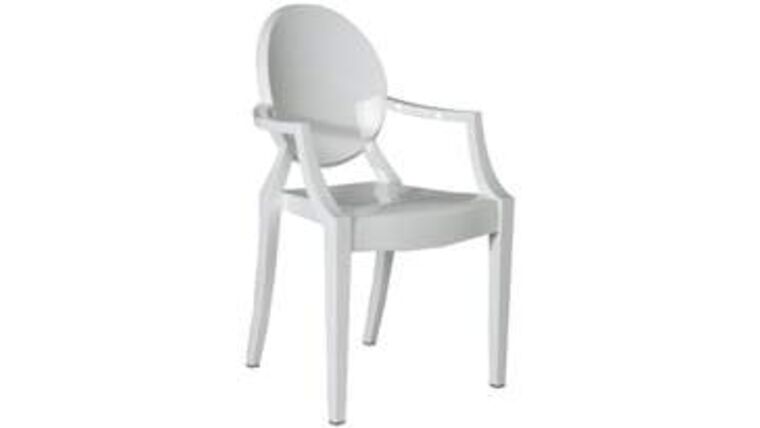 Ghost Acrylic Arm Chair – White | Rental