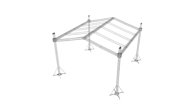 F34 Stage Roofing Truss System with Ground Support Speaker Wings and Chain Hoists – 32 x 30 x 32 Ft. | Rental