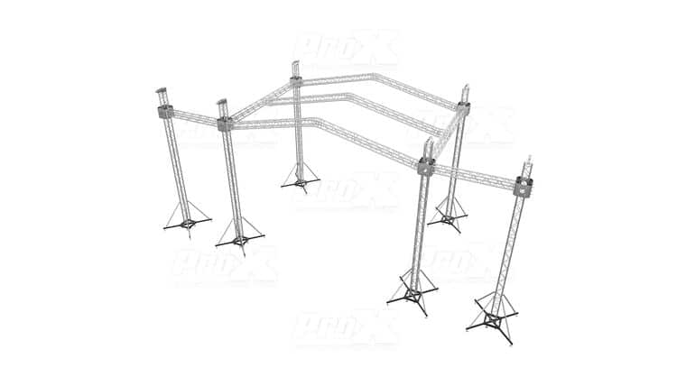 12D PR3 Stage Roofing System with 7 Ft Speaker Wings and 6 Chain Hoists | 30 Ft W x 20 Ft L x 23 Ft H | Rental