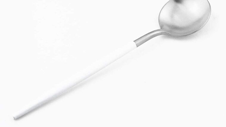 Modern Silver/White Matte Dessert Spoon | Rental Modern Silver/White Matte Dessert Spoon | Rental