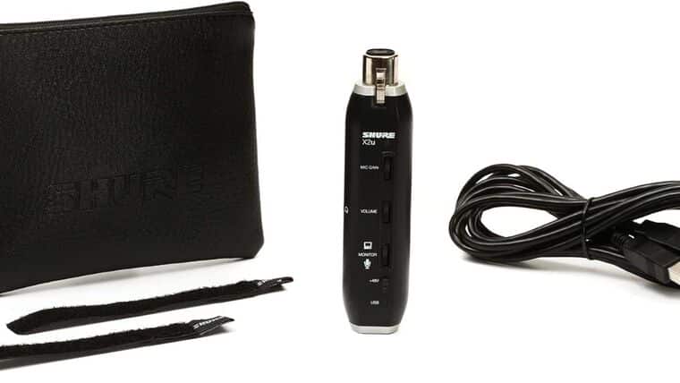 Shure X2u XLR-to-USB Signal Adapter with Headphone Jack, Integrated Pre-amp with Mic Gain Control, Zero-Latency Monitoring, +48V Phantom Power for Condenser Microphones, 3m USB Cable and Storage Pouch | Rental Shure X2u XLR-to-USB Signal Adapter with Headphone Jack, Integrated Pre-amp with Mic Gain Control, Zero-Latency Monitoring, +48V Phantom Power for Condenser Microphones, 3m USB Cable and Storage Pouch | Rental