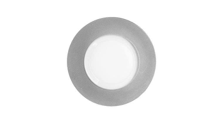 Glass Charger Plate – Silver Rim | Rental