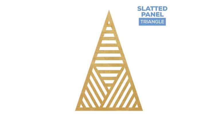 Large Triangle Slatted Chiara Wall Panel Rental – Wood (48″H x 36″W) | Rental