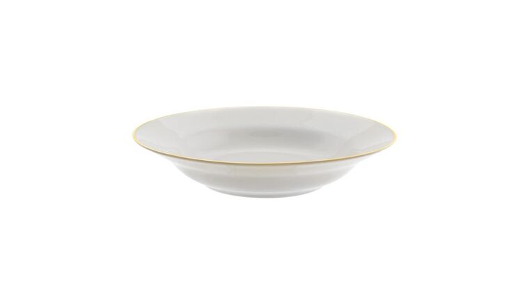 White/Gold Single Line Soup Bowl | Rental