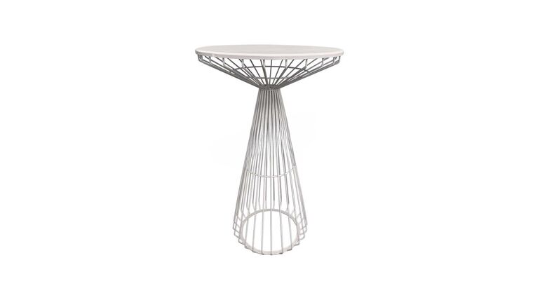 Hawaii Bar Table – White w Metal Top | Rental