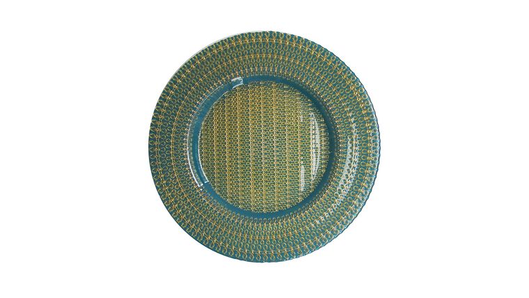 Glass Charger Plate – Aqua/Gold | Rental