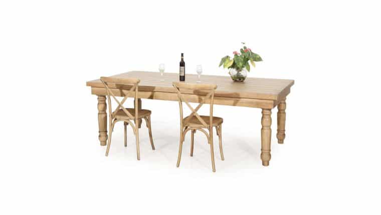 Farm Table | 4’ x 8’ | Tinted Raw Wood | Rental Farm Table | 4’ x 8’ | Tinted Raw Wood | Rental