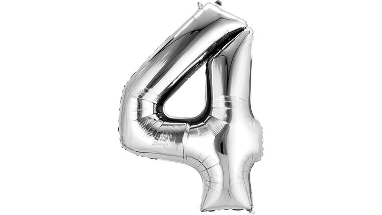 34″ Silver Number 4 Anagram Balloon | Purchase | Rental