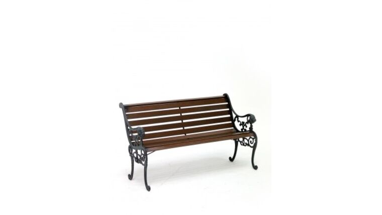 4′ Dark Wood Traditional Cast Iron Park Bench | Rental