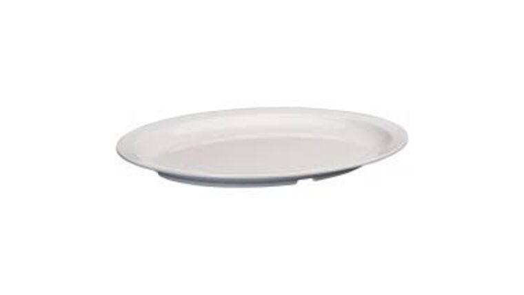 13 1/4″ x 9 5/8″ Narrow Rim Oval Melamine Platter (White) | Rental