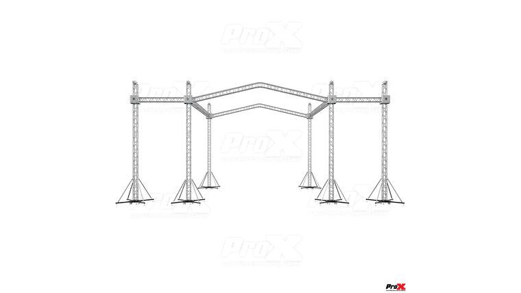 12D Stage Roofing System with 7 Ft Speaker Wings and 6 Chain Hoists | 30 Ft W x 30 Ft L x 23 Ft H | Rental