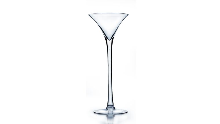 16″ Tall Martini Glass Vase / Holder: Opening: 6″. | Rental