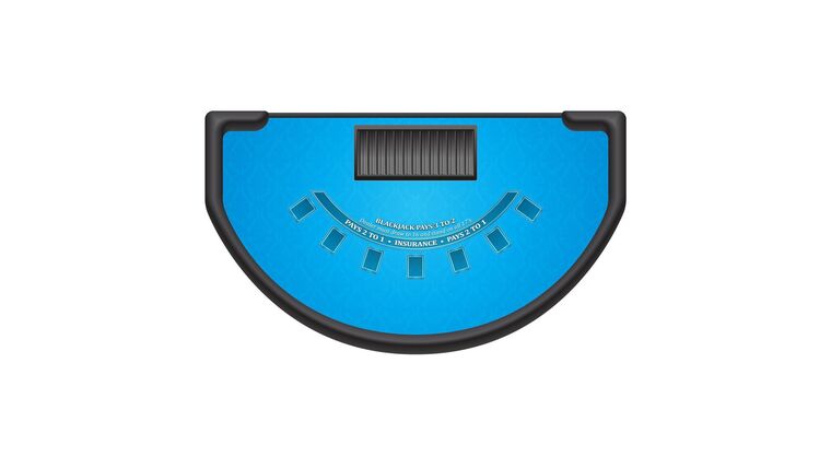 Blackjack – 6′ Casino Game Table Kit – Light Blue | Rental