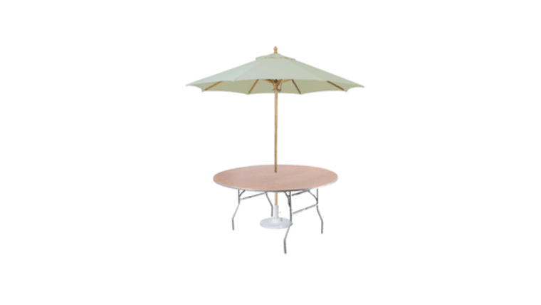 Banquet Table | Wood | Round | 36” w/Umbrella Hole | Rental