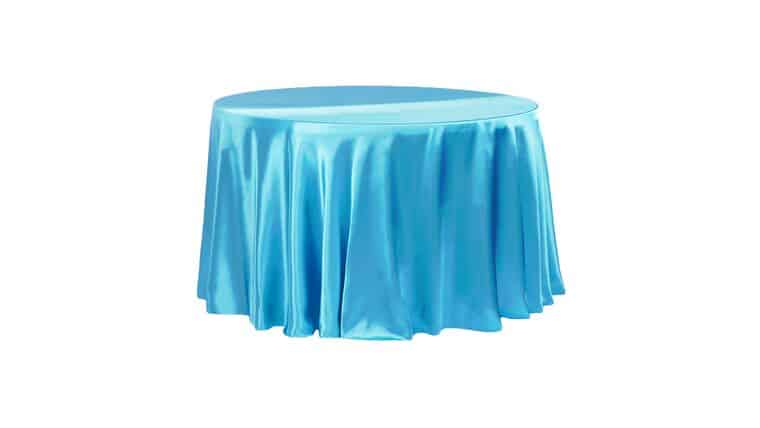 Satin 120″ Round Tablecloth – Aqua Blue | Rental