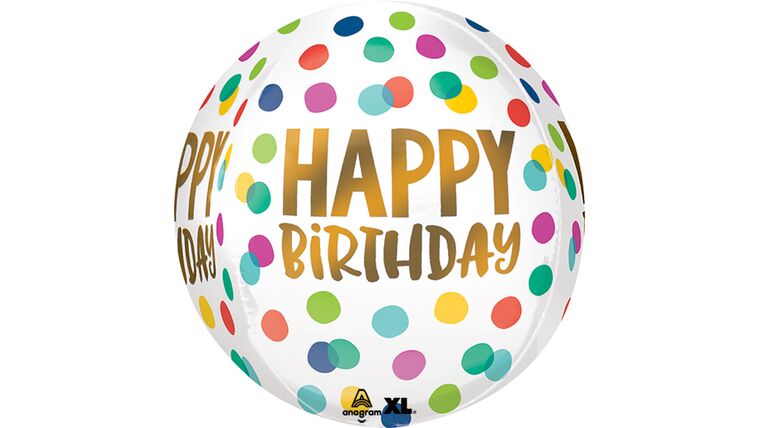 16″ Orbz Birthday Happy Dots Anagram Balloon | Rental