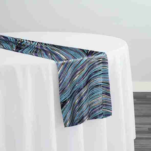 Allure Jacquard Table Runner in Blue | Rental Allure Jacquard Table Runner in Blue | Rental