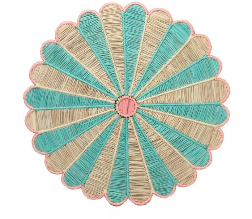 Aqua Blossom Woven Placemat | Rental