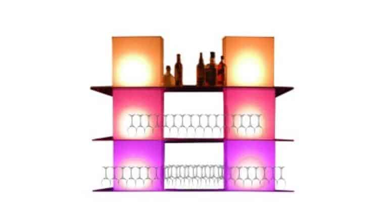 Illuminated Full Cube Back Bar | Rental