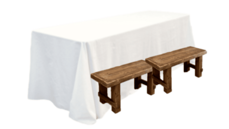 Package – 1 Banquet Table With 4 Honey Brown Short Benches Package | Rental