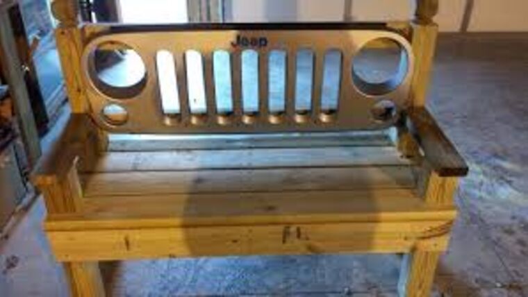 4′ Wood Jeep Bench | Rental