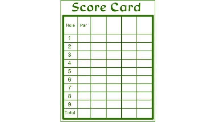 Holes 1-9 Mini Golf Score Card | Rental