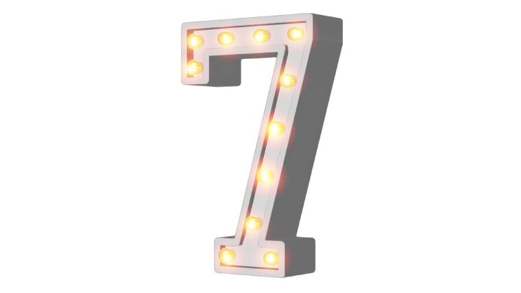 4′ Wood Marquee Number – White – #7 | Rental