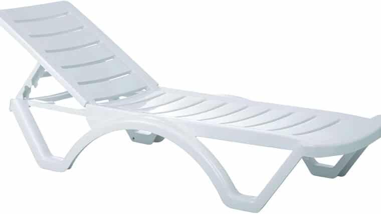 Chaise Lounge Chair Stackable Marine Grade Plastic resin outdoor chaise lounge – White | Rental